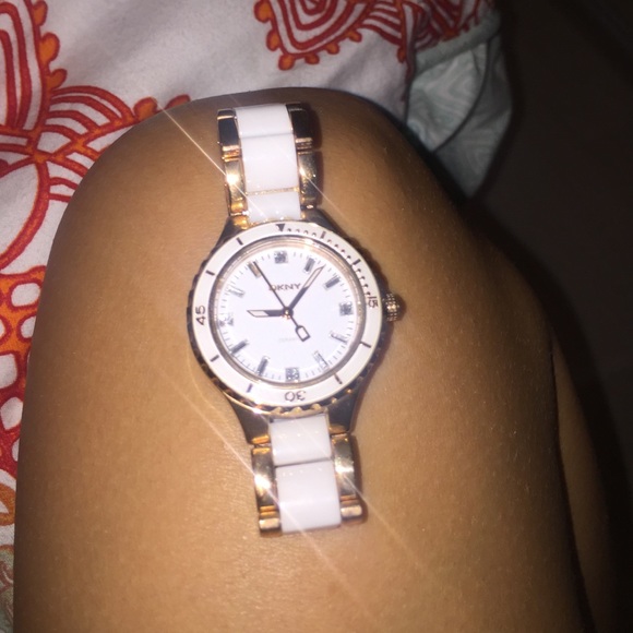 DKNY white & rosegold watch
