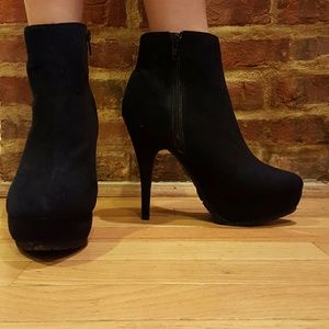 Black platform booties