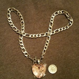 Pink stone Heart necklace