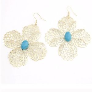 Gold Tone Filigree Flower Earrings