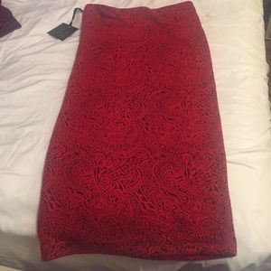 Red printed skirt