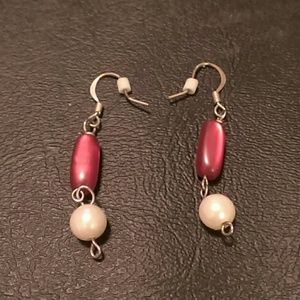 Red and White Earrings