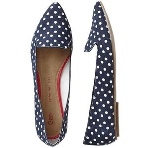 Gap Navy and White Polka Dot Flats