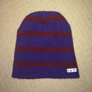 Maroon and purple NEFF beanie