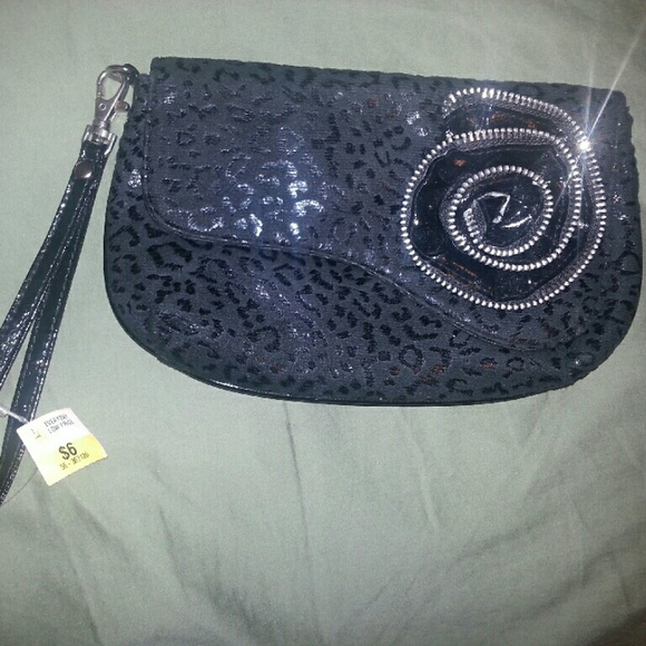 Black Clutch with Rose