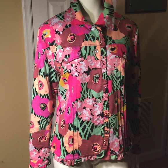 Floral Jacket w/Crystal Buttons - Picture 1 of 4