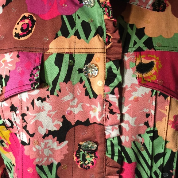 Floral Jacket w/Crystal Buttons - Picture 2 of 4