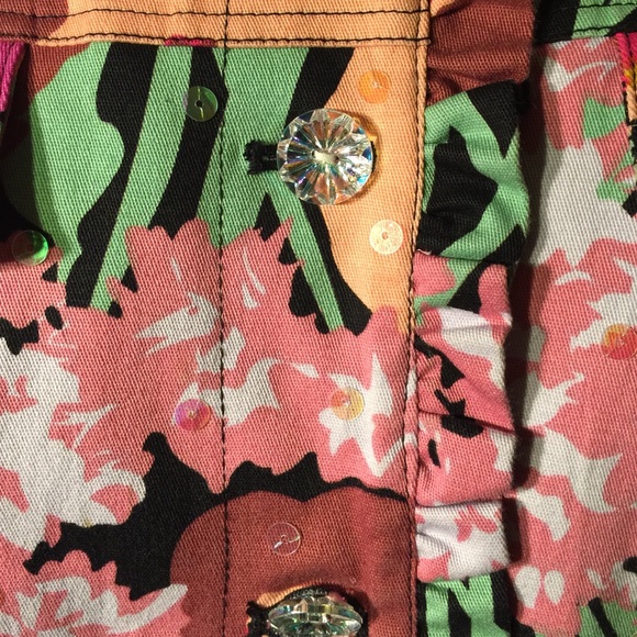 Floral Jacket w/Crystal Buttons - Picture 3 of 4