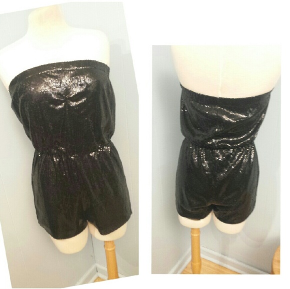 Disco Queen Retro Black  sequin  romper/ jumper