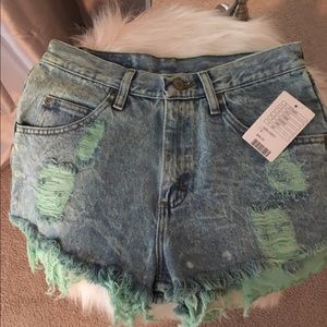 Wrangler destroyed dyed high waisted shorts