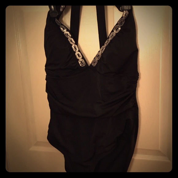Jaclyn Smith Black one piece bathing suit
