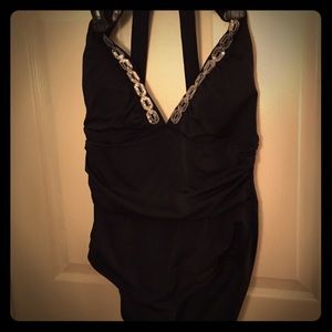 Jaclyn Smith Black one piece bathing suit