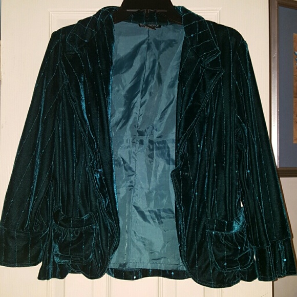 Dark teal velvet blazer