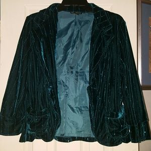 Dark teal velvet blazer