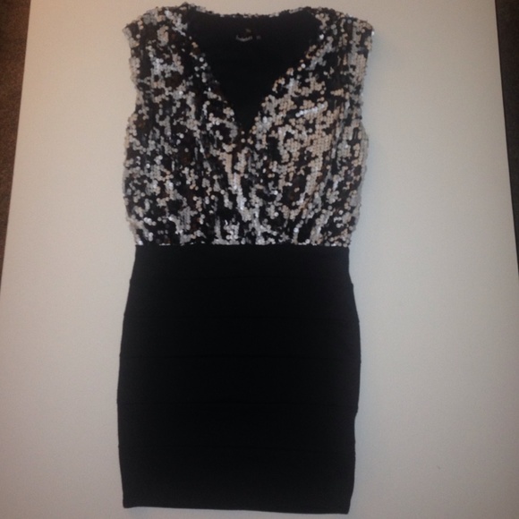 Black dress with black, silver,white sequins