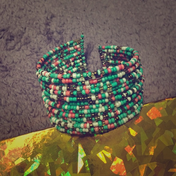 Multicolored Beaded Cuff Bracelet