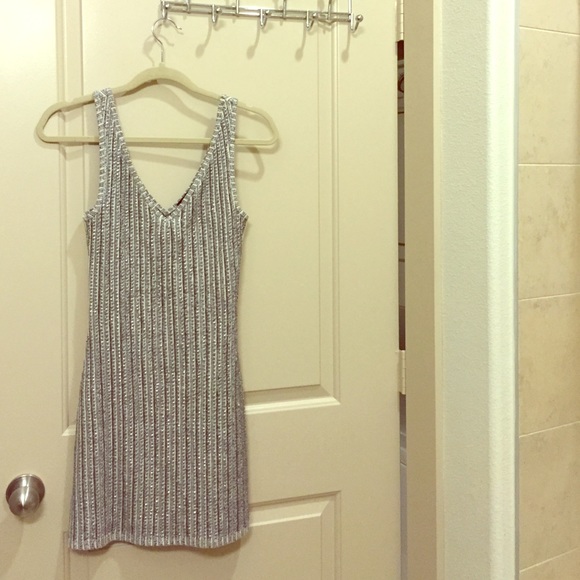 Top shop beaded silver dress
