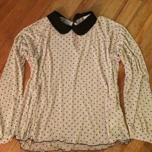 Sheer, polka dot blouse from UO -Peter Pan collar