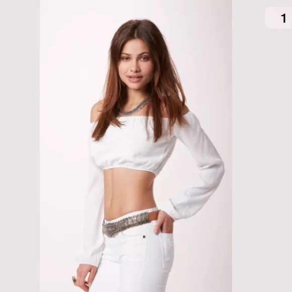 For love & lemons white chi chi long sleeve crop