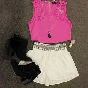 Aztec print waistband shorts