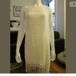 For love and lemons white silk fringe dress xs
