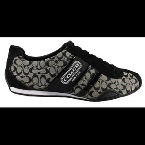 Coach black tennis shoes, classic C print