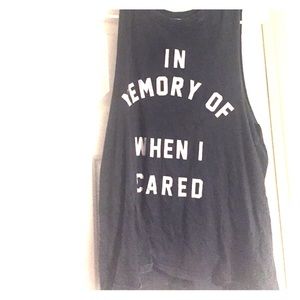 In memory of when I cared graphic tank top