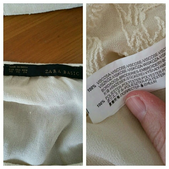 Zara Basic Cream Chiffon Embroidered Blouse - Picture 3 of 4