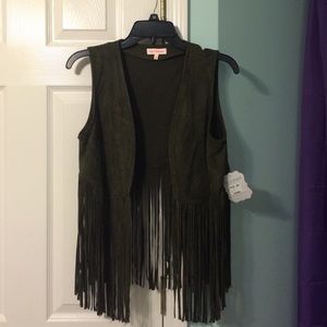 Green suede cropped vest