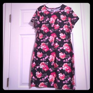 Dark Grey Pink Floral Dress