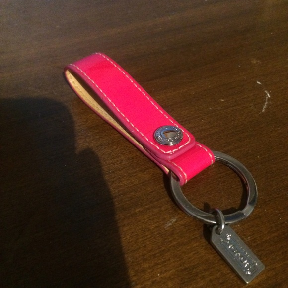 Pink leather key fob