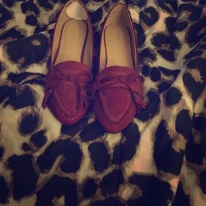 Bamboo Red Moccasins Flats