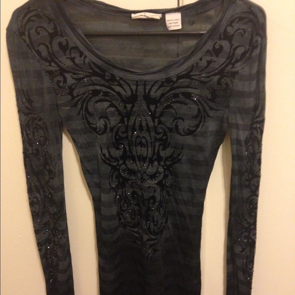 Miss Me black long sleeves with black gems.