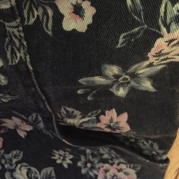 Strapless Floral Print Blue Jean Mini Dress (Sz M) - Picture 2 of 3