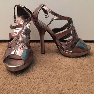 LAST MARK DOWN❗️Silver, Shiny Strapped High Heels