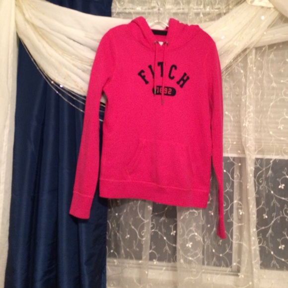 Hot pink Abercrombie hooded sweatshirt.
