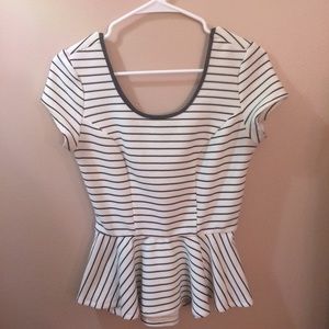 White & Black Striped Peplum