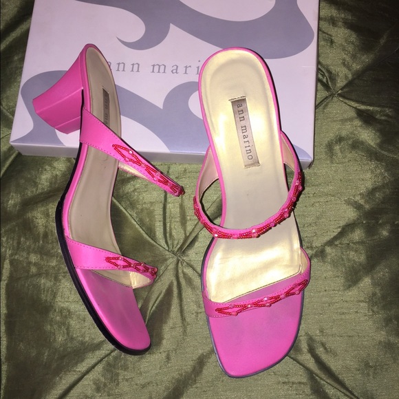 Peony pink beaded heels