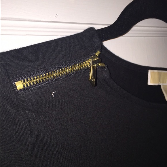 Michael Kors Black Top with Gold Zipper Accents