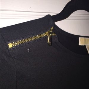 Michael Kors Black Top with Gold Zipper Accents