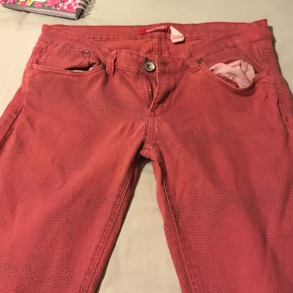 Red pattern jeans