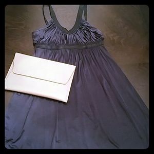 BCBG navy and gold dress