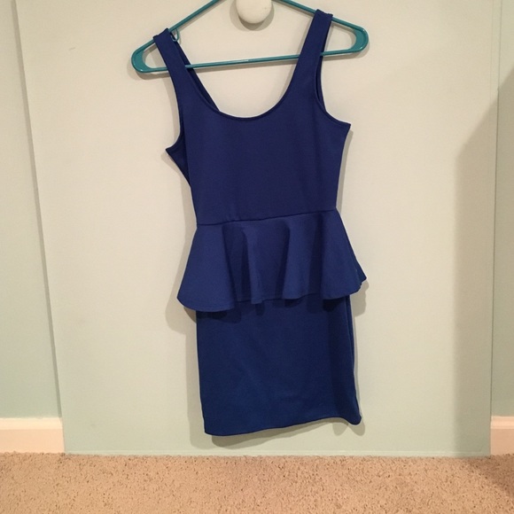 Royal blue peplum dress - Picture 2 of 2