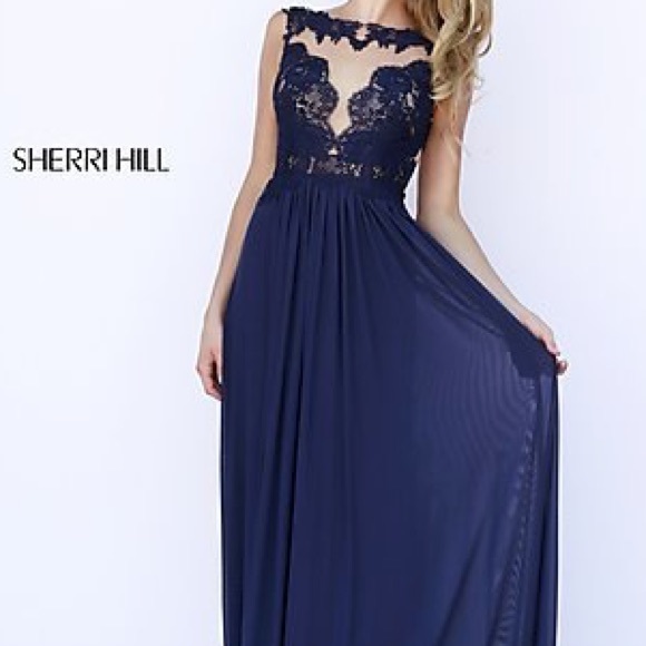 Sherri Hill Navy Prom Dress