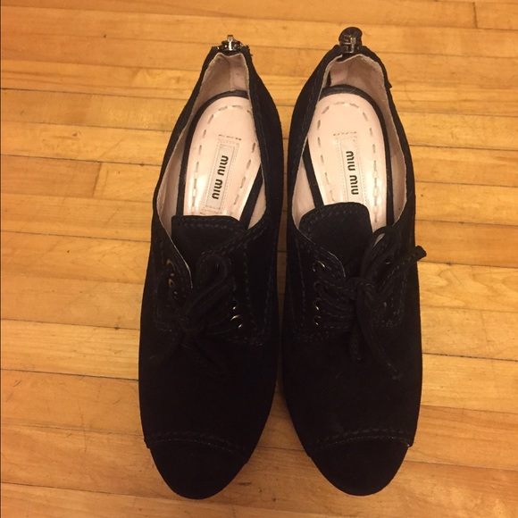 Miu Miu Shoes - Miu miu size 40 1/2 suede black wedges