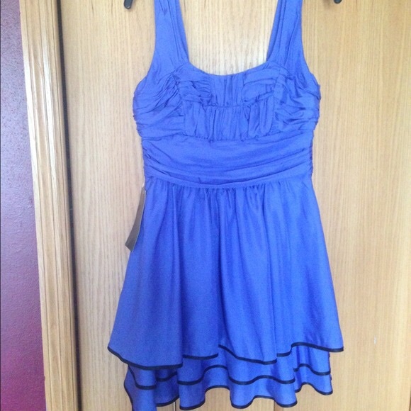 Bebe blue silky ruffle cocktail dress