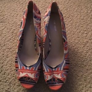 Patterned Nine West wedges