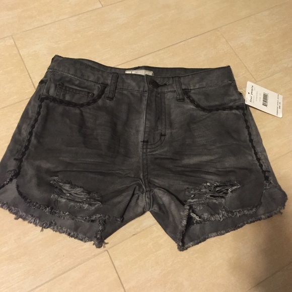 Free people gray distressed shorts.