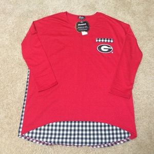 Gameday Couture Womens UGA Gingham Piko Style Top