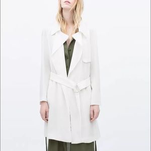 Zara loose fit Pure White Trench Coat  with belt
